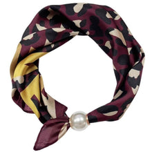 Burgundy & Yellow Leopard Print Pearl Neck Scarf