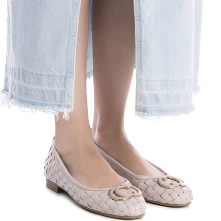 Carmela Beige Leather Classic Ballet Flats