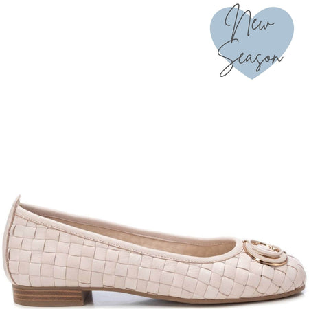 Carmela Beige Leather Classic Ballet Flats