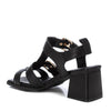 Carmela Black Leather Block Heel Sandals
