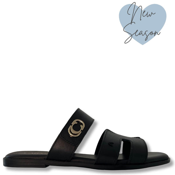 carmela-black-leather-flat-mule-sandals