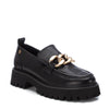 Carmela Black Leather Gold Curb Chain Chunky Loafers