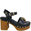 Carmela Black Leather Platform Sandals