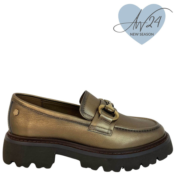 Carmela Bronze Gold Leather Chunky Loafers