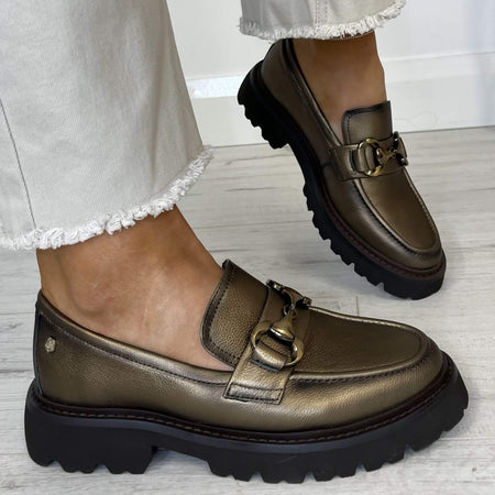 Carmela Bronze Gold Leather Chunky Loafers