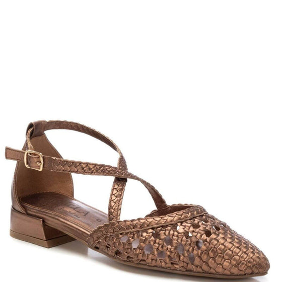 Carmela Bronze Woven Leather Pointed Flats