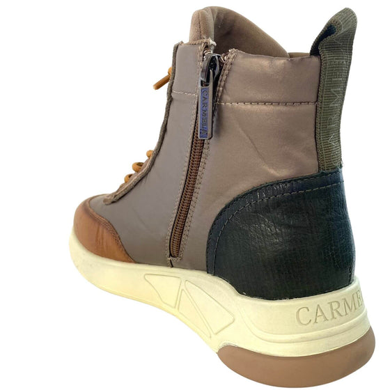 Carmela Brown Front Zip Sneaker Boots