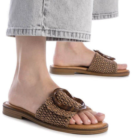 Carmela Brown Slip On Flat Mules