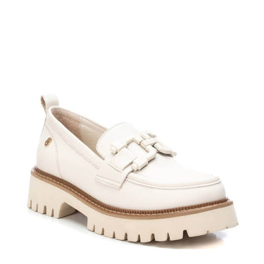 Carmela Cream Leather Cleated Sole Loafers
