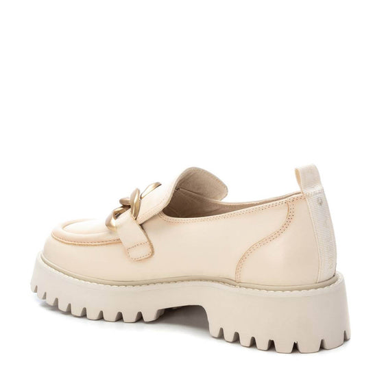 Carmela Cream Leather Gold Curb Chain Chunky Loafers