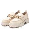 Carmela Cream Leather Gold Curb Chain Chunky Loafers