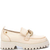 Carmela Cream Leather Gold Curb Chain Chunky Loafers