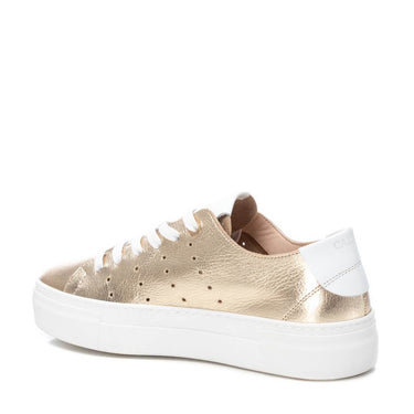 Carmela Gold Leather Flat Form Sole Sneakers