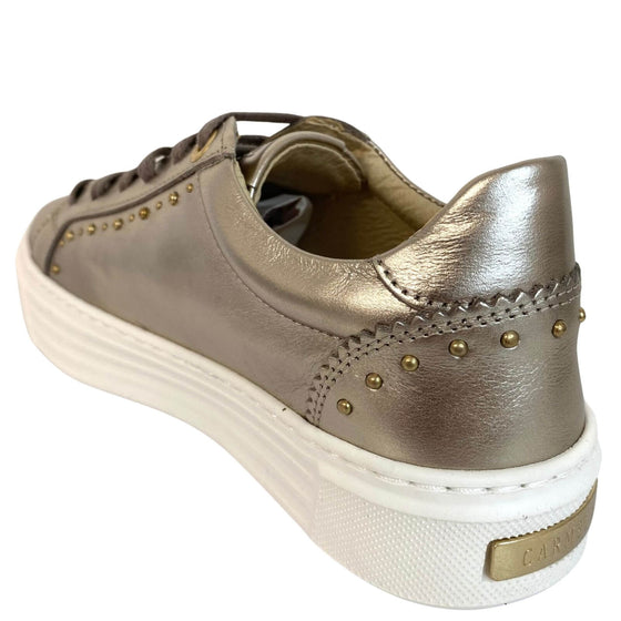 Carmela Gold Leather Studded Platform Sneakers