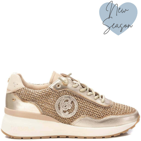 Carmela Gold Woven Leather Sneakers