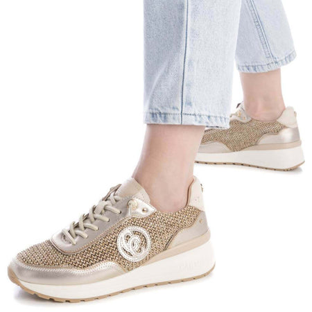 Carmela Gold Woven Leather Sneakers