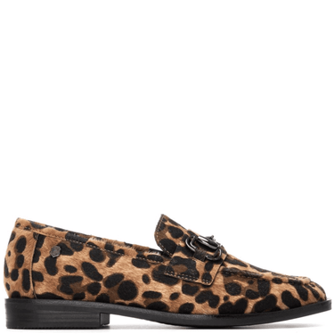 Leopard print loafer on a white background