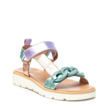 Carmela Multi Metallic Leather Curb Chain Sandals