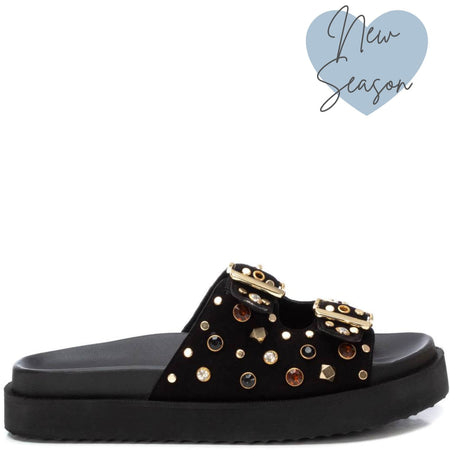 Carmela Studded Black Slip On Mules