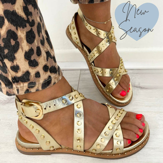 carmela-studded-gold-strappy-flat-sandals