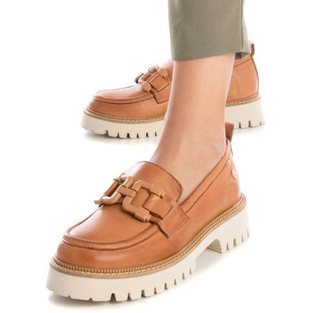 Carmela Tan Leather Cleated Sole Loafers