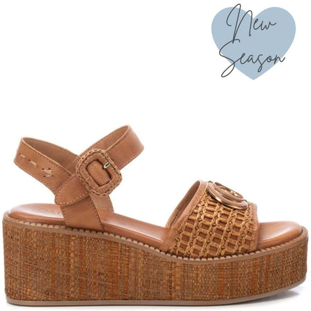 Carmela Tan Leather Flatform Sandals