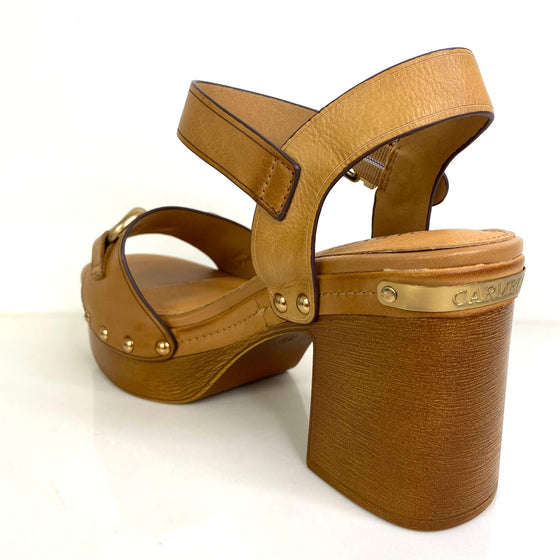 Carmela Tan Leather Platform Sandals