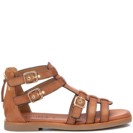 Carmela Tan Leather Strappy Flat Sandals
