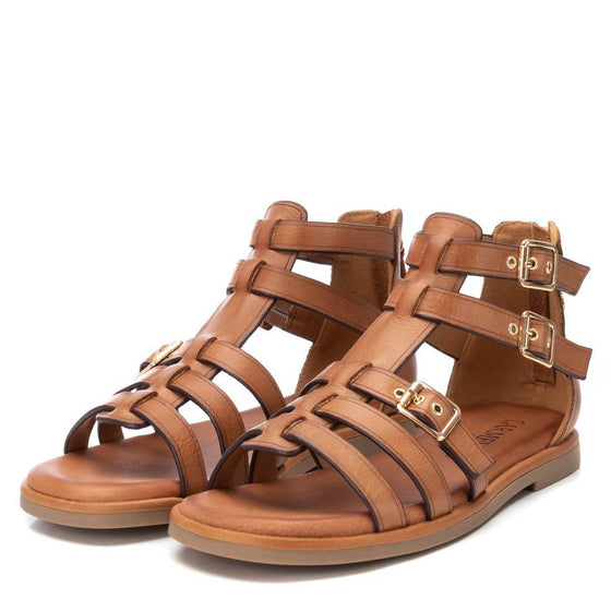 Carmela Tan Leather Strappy Flat Sandals