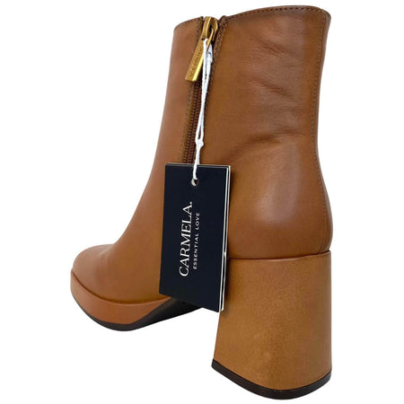 Carmela Tan Platform Sole Block Heel Boots