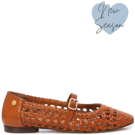 Carmela Tan Woven Leather Pumps