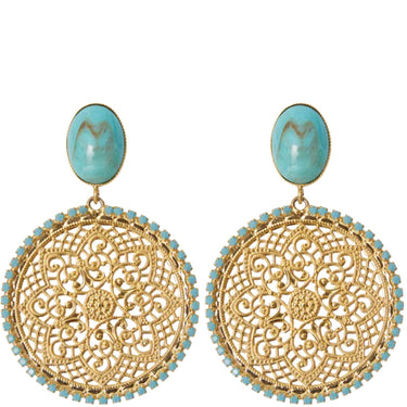 Caroline Svedbom Gold Alexander Boho Earrings - Turquoise Matt