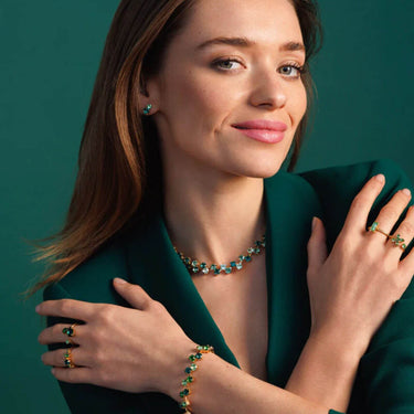 Caroline Svedbom Gold Fiona Necklace - Green Combo