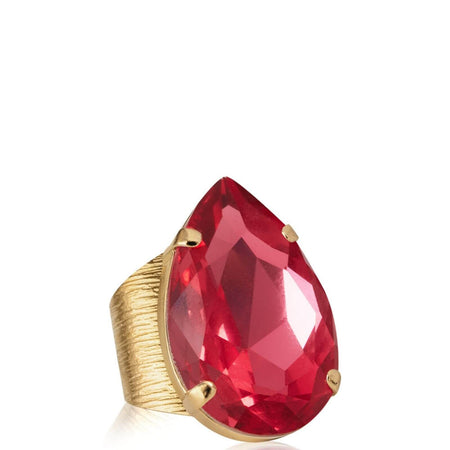 Caroline Svedbom Gold Perfect Drop Ring - Mulberry Red