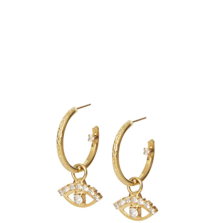 Caroline Svedbom Gold Petite Greek Eye Hoop Earrings - Clear