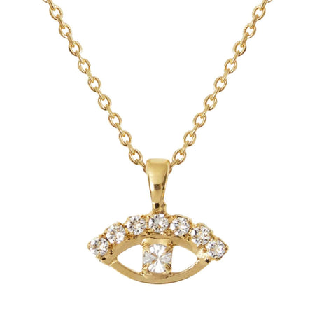 Caroline Svedbom Gold Petite Greek Eye Necklace - Clear