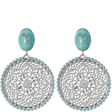 Caroline Svedbom Silver Alexander Boho Earrings - Turquoise Matt