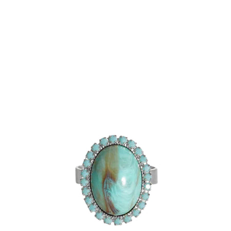 Caroline Svedbom Silver Alexander Boho Ring - Turquoise Matt