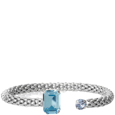 Caroline Svedbom Silver Daria Rope Bangle - Aquamarine Light Sapphire