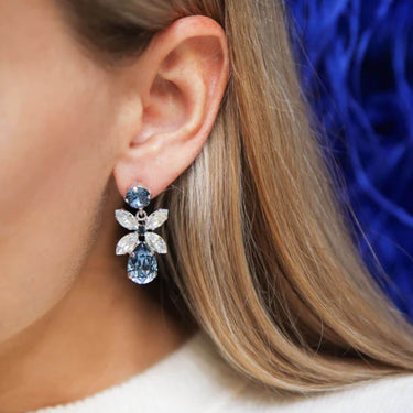 Caroline Svedbom Silver Mini Dione Statement Earrings - Denim Blue