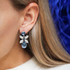 Caroline Svedbom Silver Mini Dione Statement Earrings - Denim Blue