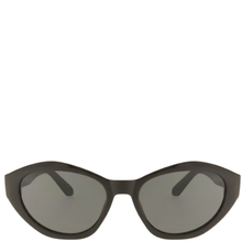 Cat-eye sunglasses with dark lenses on a white background