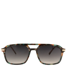 Sunglasses with a tortoiseshell frame on a white background