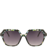Sunglasses with a floral pattern on the frame against a white background