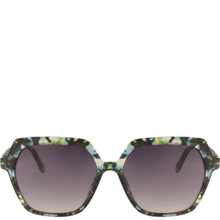 Sunglasses with a floral pattern on the frame against a white background