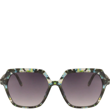 Sunglasses with a floral pattern on the frame against a white background