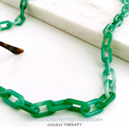 Charly Therapy Suculenta Oval Link Sunglasses Chain - Green