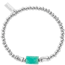 silver beaded bracelet with turquoise stone