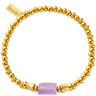 gold beaded bracelet with lilac stone bead