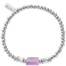 silver beaded bracelet with lilac stone bead
